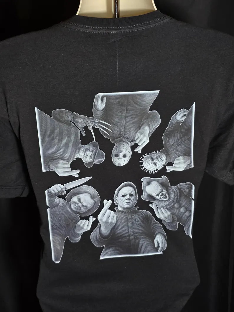 Horror Ledgends/Masters Unite Black/White - Halloween T-Shirt