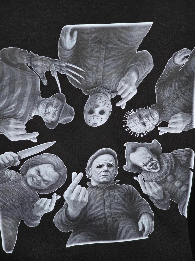 Horror Ledgends/Masters Unite Black/White - Halloween T-Shirt